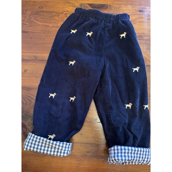 Toddler Boy Navy Blue Pull On Plants Corduroy Dog Embroidery Reversible 3T/4T - Picture 1 of 11